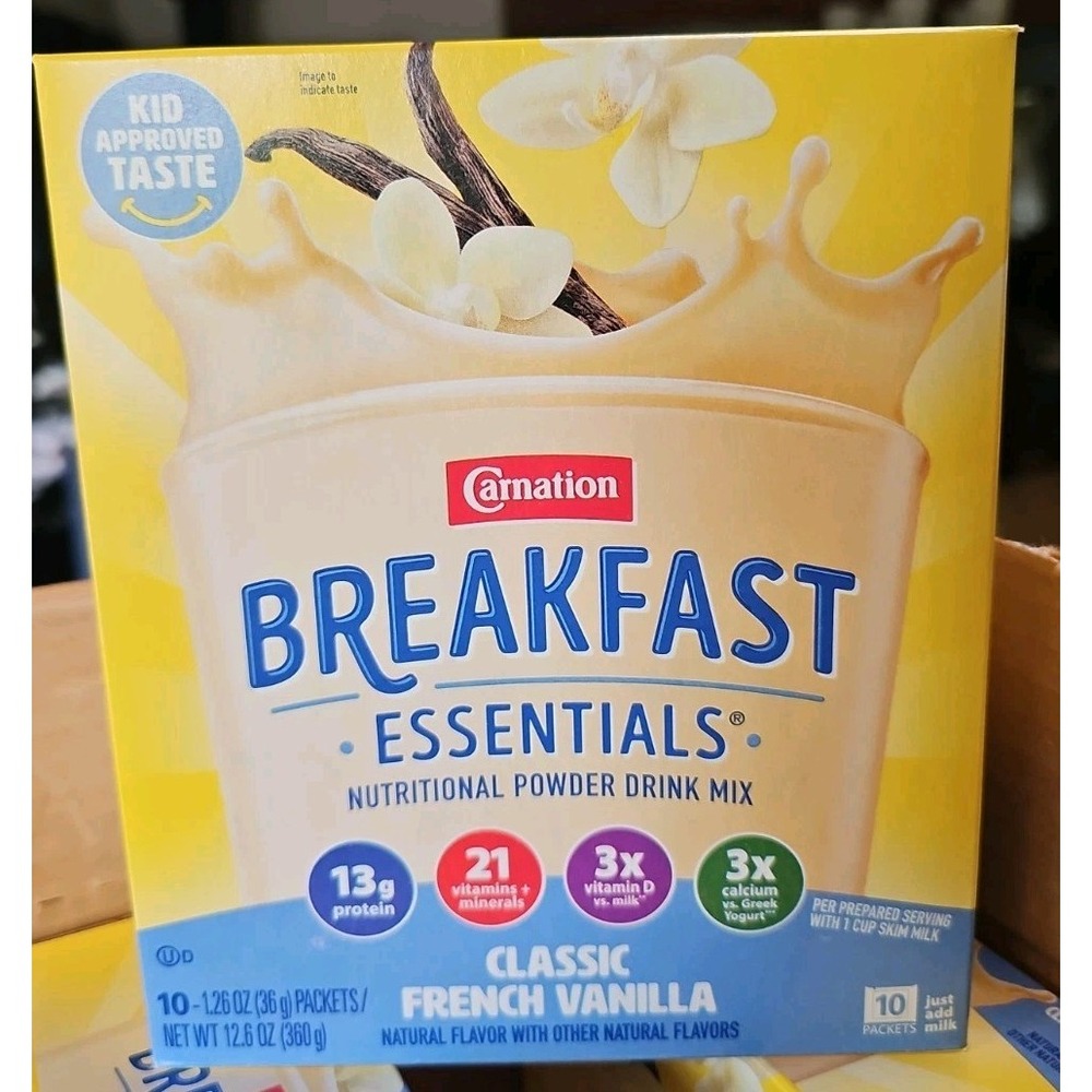 Carnation Breakfast Essentials Complete Drink French Vanilla 1.26oz Powder 10 Ct